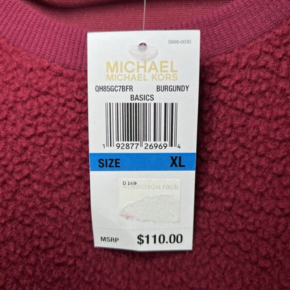 Michael Kors Fleece Sweater Womens Size XL Red Round Neck Oversized Tunic NWT - Picture 7 of 13